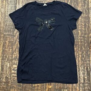 Jcrew navy Sequin Bow Women's Top size medium